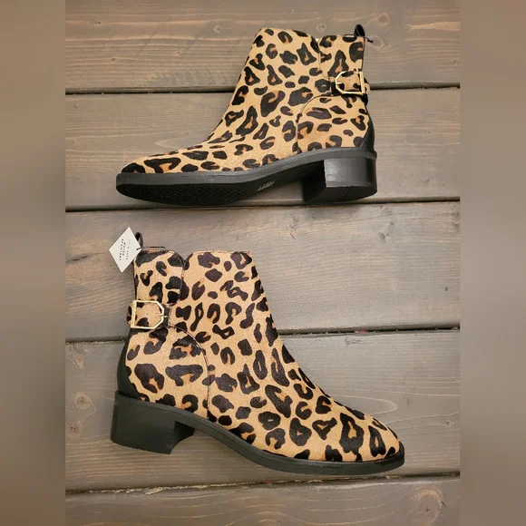 Cole Haan Harrington Cheetah print real calf fur size 7 1/2 booties - Picture 2 of 7
